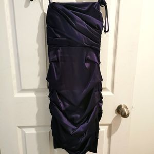 XXS Satin purple midi dress